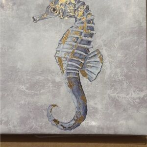 Seahorse Canvas Art with Gold Accents